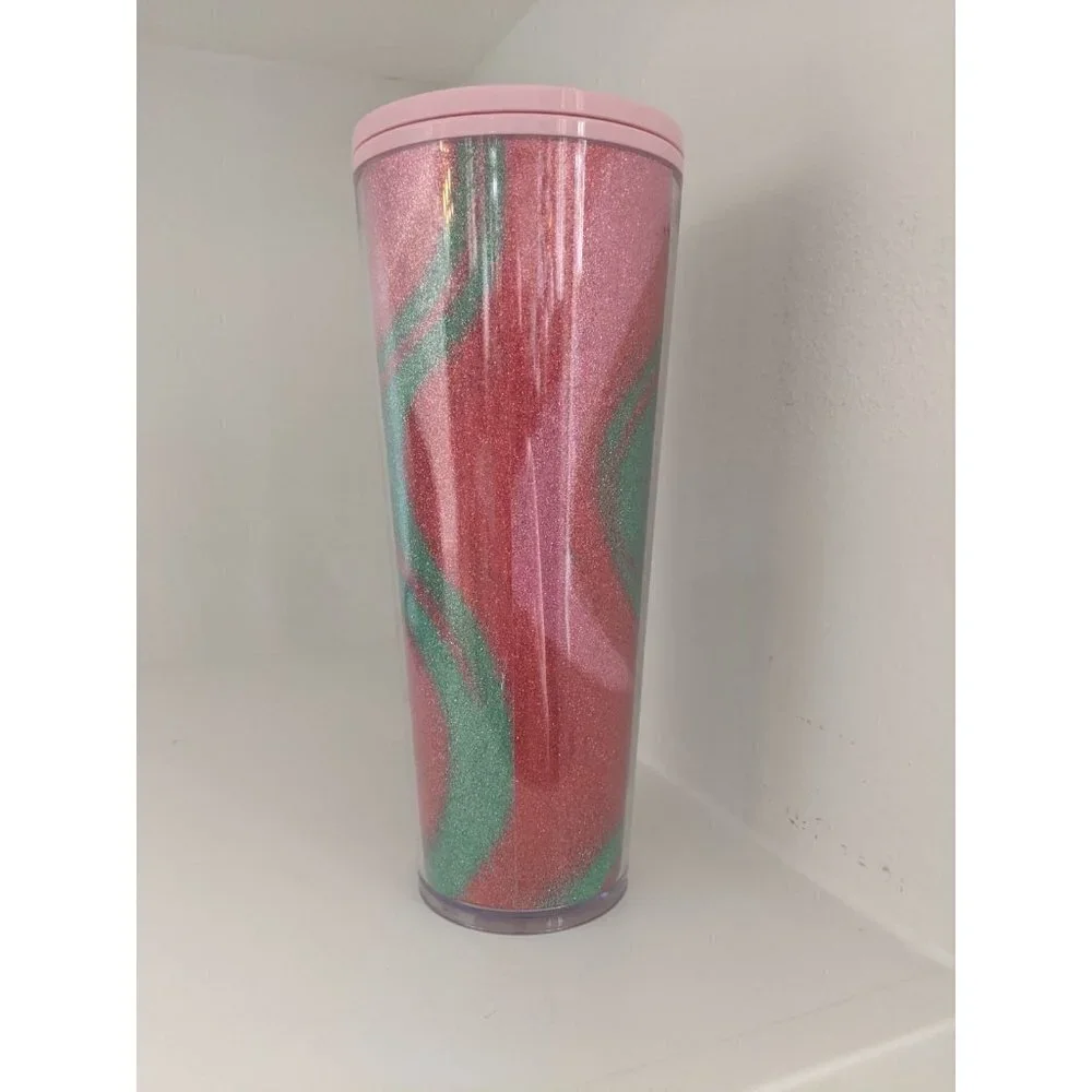 Starbucks Christmas 2020 Tumbler Pink Red Green Glitter Swirl